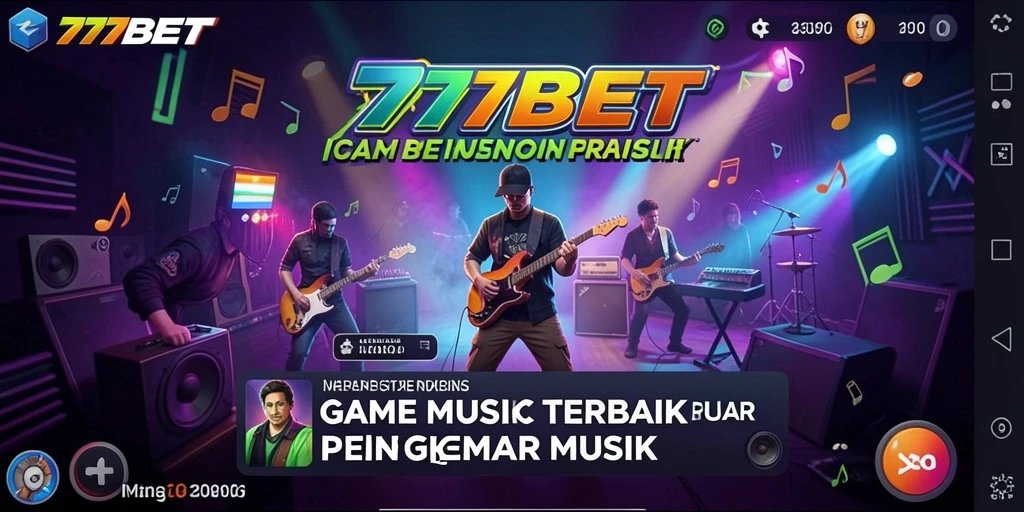 Screenshot dari gameplay interaktif 777BET yang menampilkan pengguna menikmati musik.
