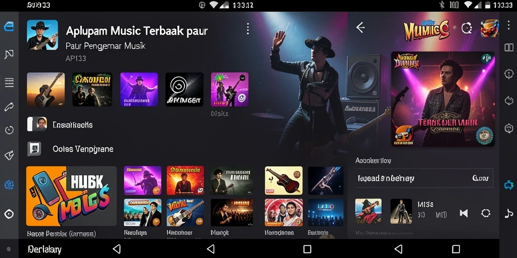 Tampilan screenshot API33 yang menampilkan pengalaman mendengarkan musik yang menyenangkan.