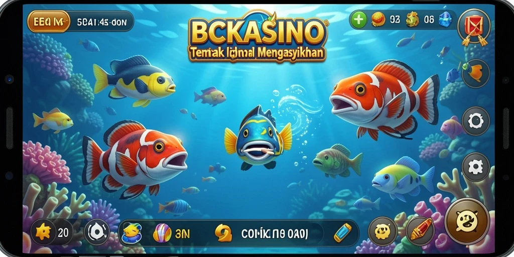 Tampilan gameplay BCKASINO dengan aksi tembak ikan yang menyenangkan.