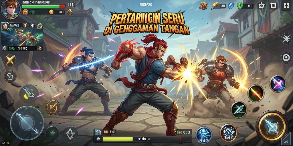 Screenshot utama BIGMSG menampilkan aksi pertarungan yang mendebarkan.