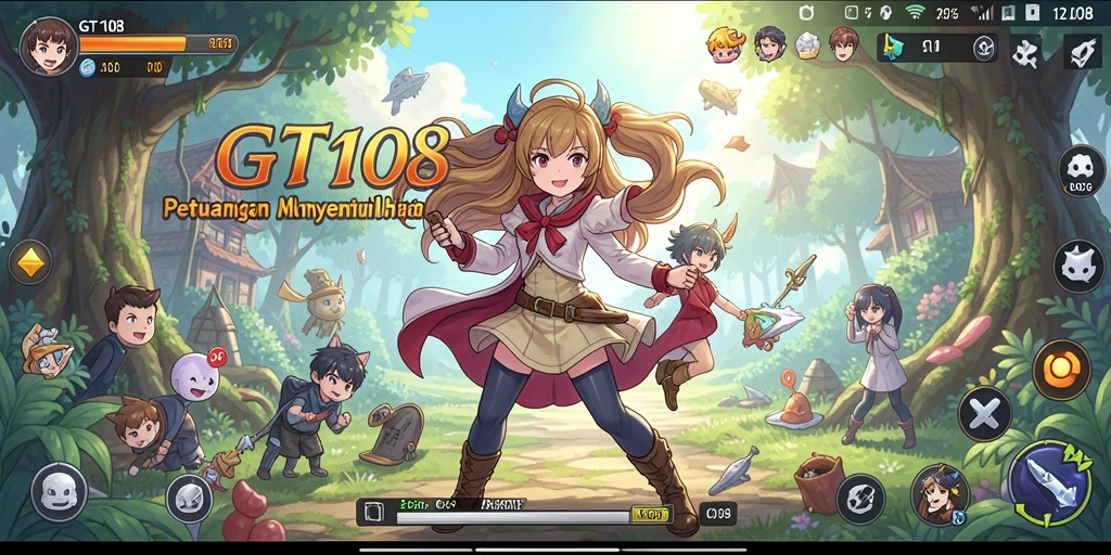 Screenshot utama GT108 menampilkan aksi karakter Anime yang seru.