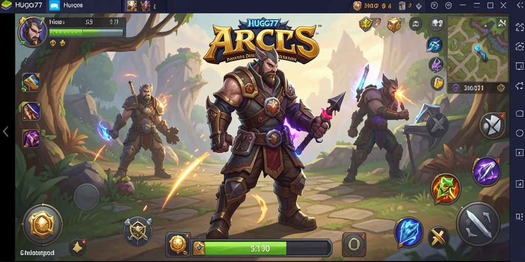 Screenshot gameplay HUGO77 menunjukkan pertarungan seru dan grafis yang menawan.