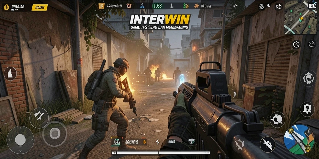 Tangkapan layar menampilkan aksi seru gameplay TPS INTERWIN.