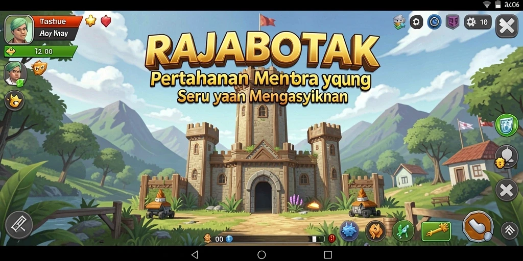 Tampilan nyata dari gameplay <strong>RAJABOTAK</strong> dalam pertahanan menara.